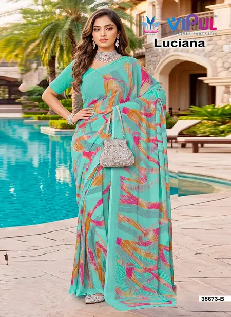 Luciana 35673 A To D By Vipul Weightless Printed Saree Wholesale In India